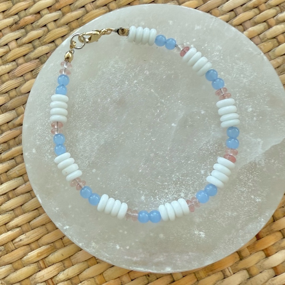 Dainty Beaded Cherry Quartz Bracelet